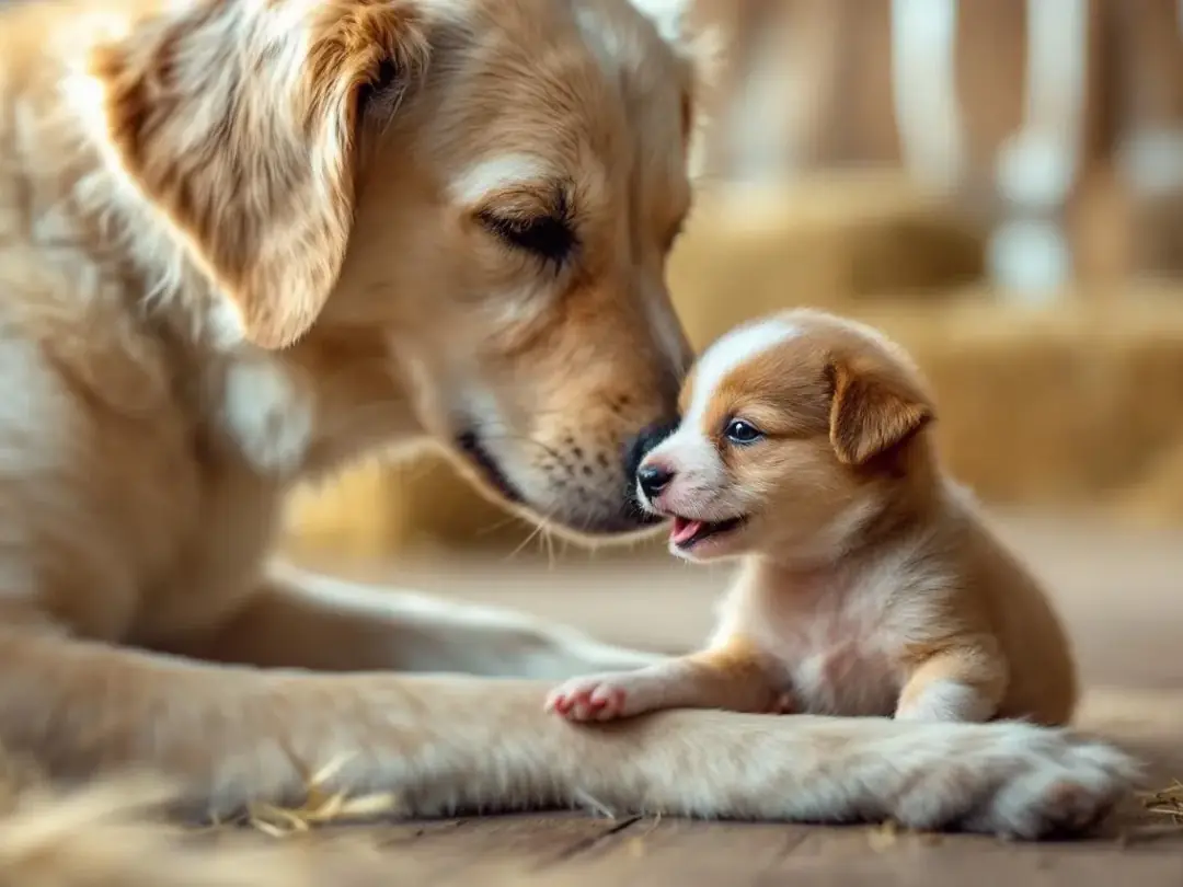 In the image, a young puppy is nursing from its mother, a nursing female dog, highlighting the risk of transmammary...