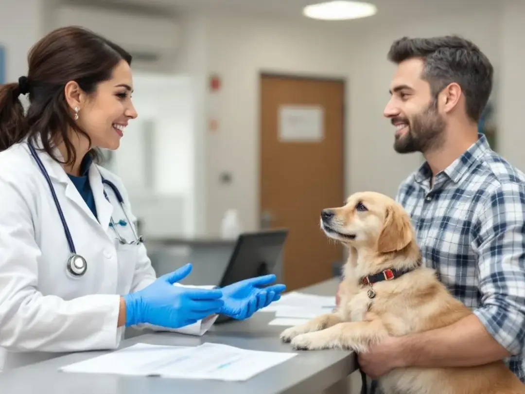 In a veterinary clinic, a veterinarian is discussing various anti-seizure medication options with a dog owner...