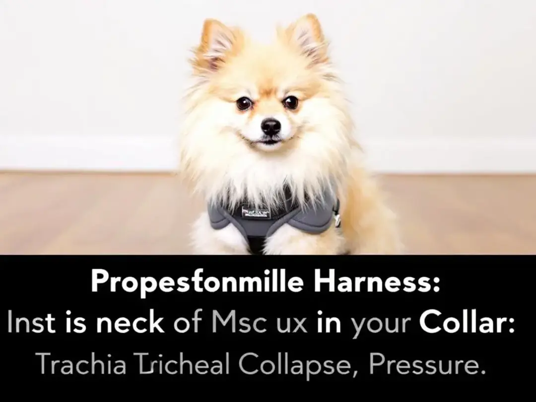A dog is wearing a comfortable harness instead of a collar, which is essential for managing tracheal collapse in dogs...