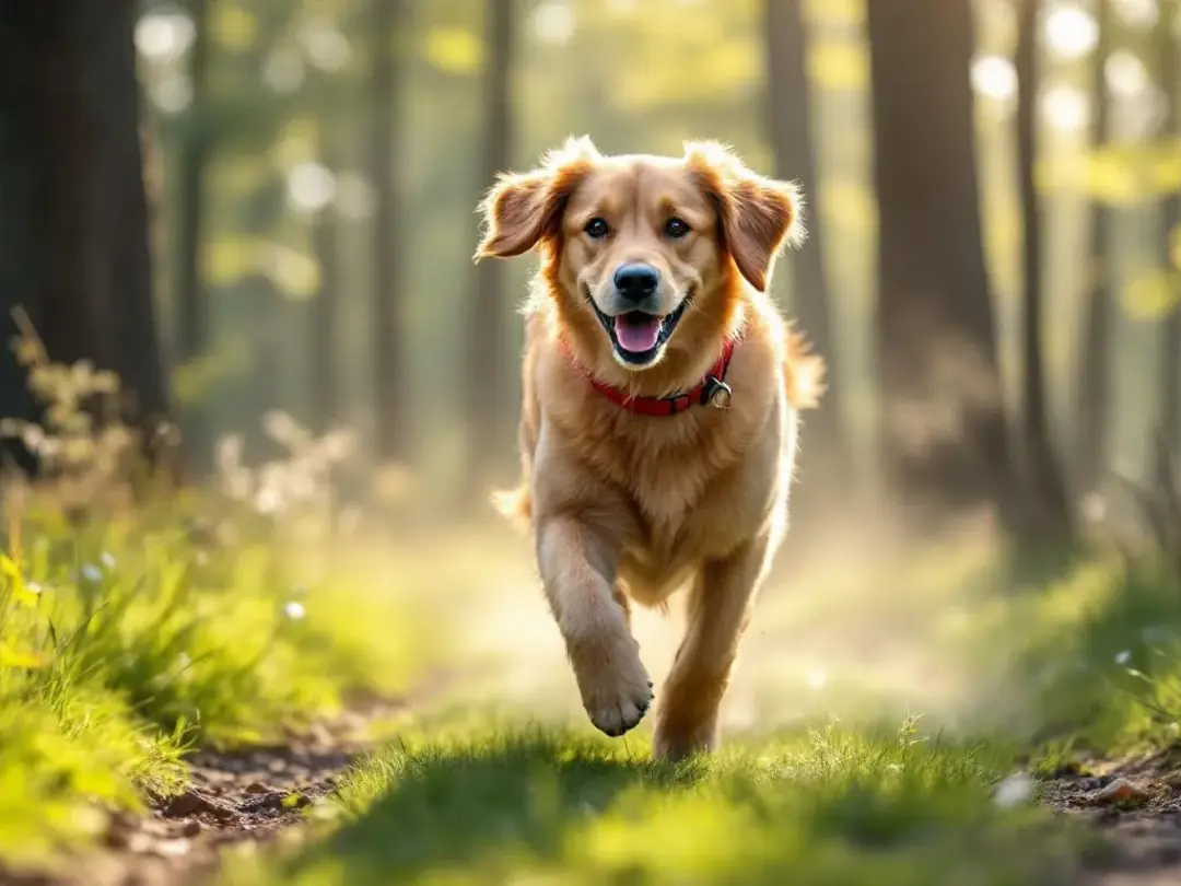 A healthy dog is joyfully exercising outdoors, promoting its respiratory health and helping prevent pneumonia in dogs...