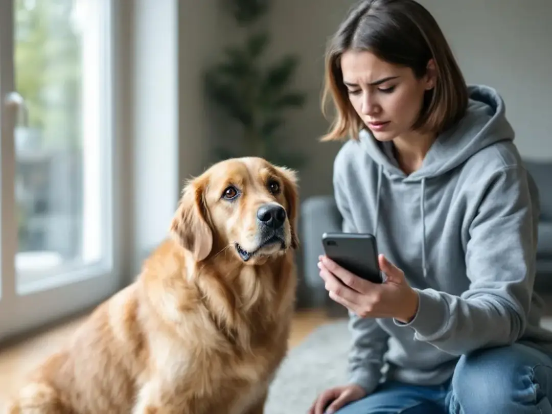 A concerned dog owner is capturing their pet's unusual behavior, possibly exhibiting signs of dog trancing or...