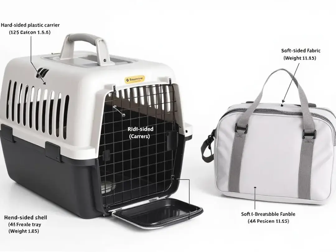 The image showcases a side-by-side comparison of various airline-approved pet carriers, highlighting both hard-sided...