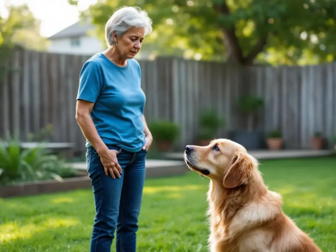 A concerned dog owner watches their pet closely, likely considering their dog's health and diet, including whether dogs...