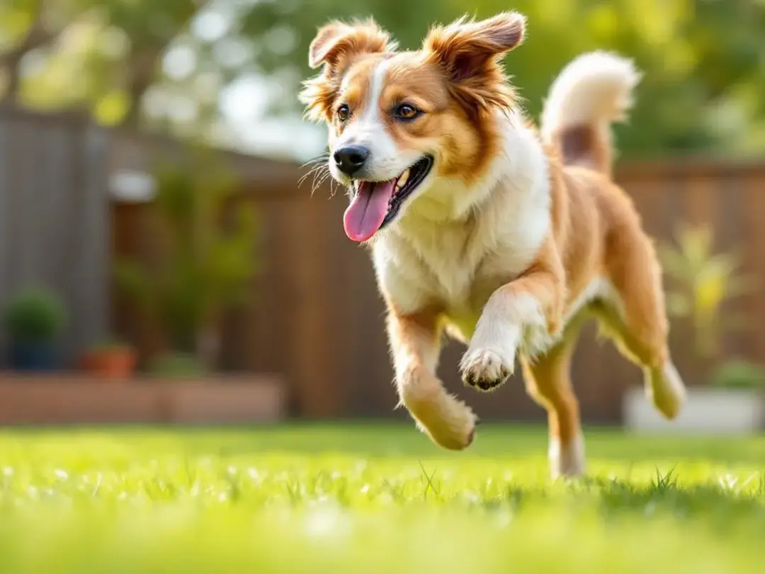 A healthy senior dog is joyfully playing in a lush yard, showcasing a vibrant quality of life, which is important for...