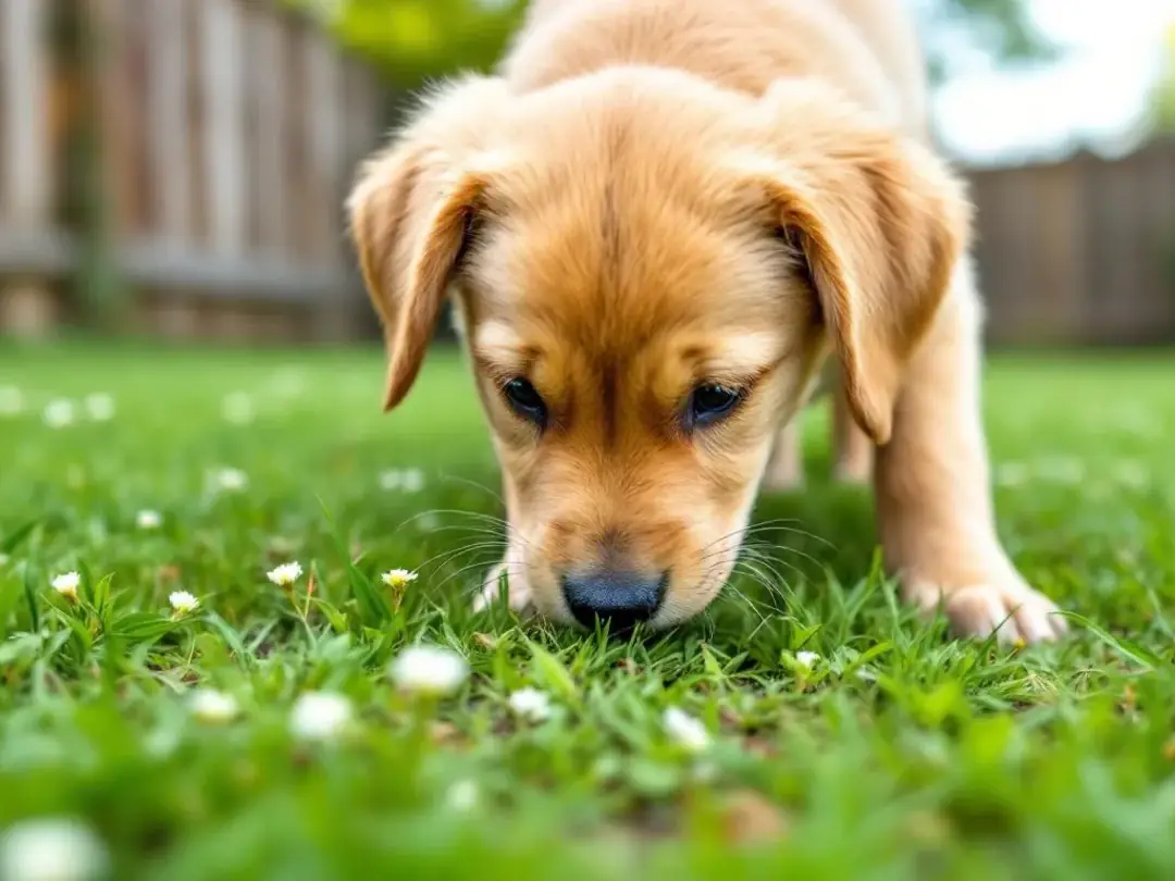 A playful puppy is using its nose to sniff out hidden treats, showcasing its natural problem-solving skills and...