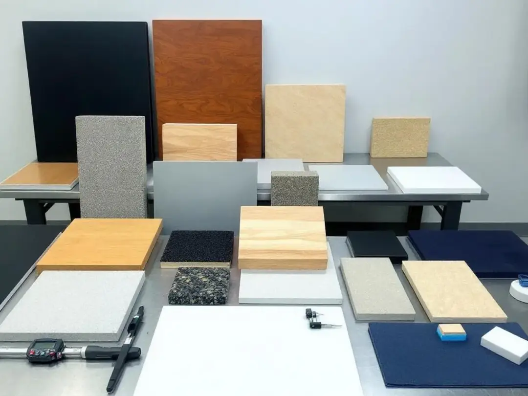 The image depicts a testing setup for temperament tests, featuring various surfaces and props designed to evaluate a...