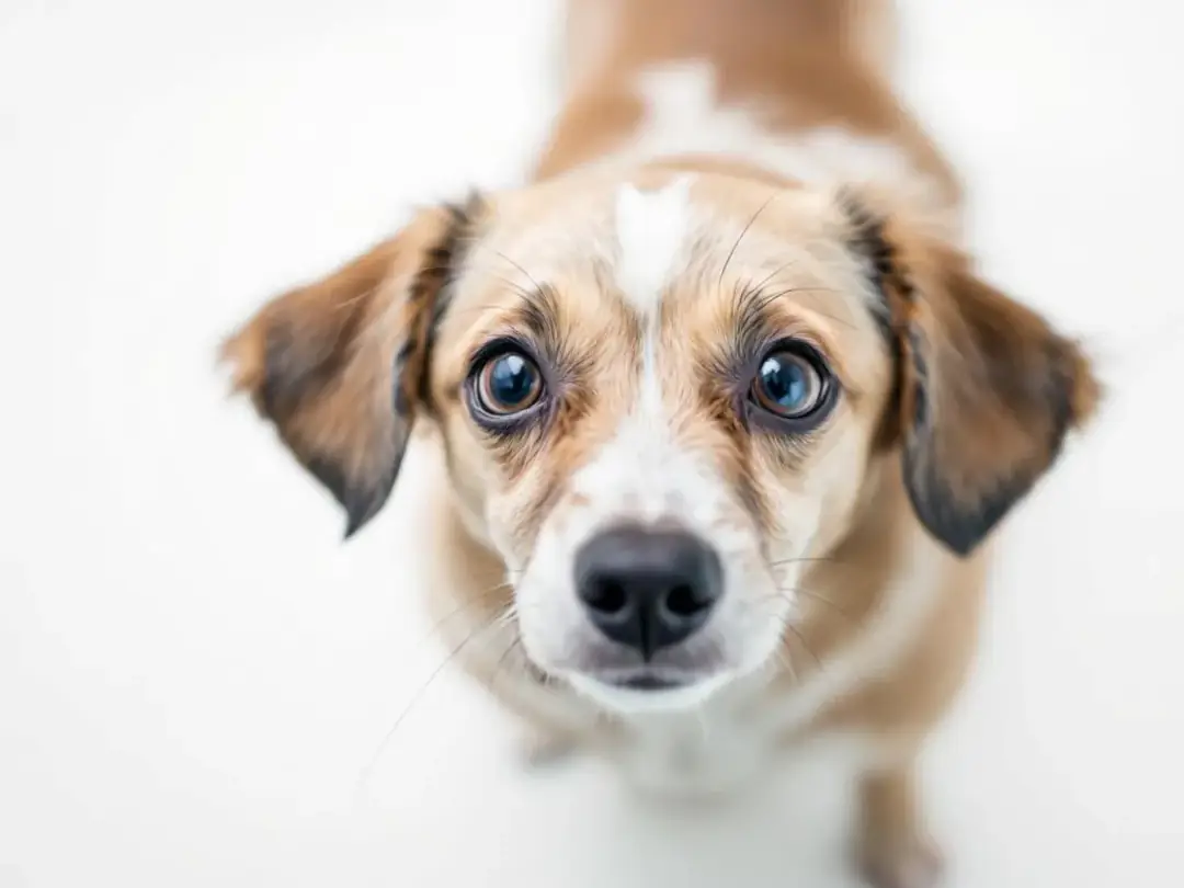 A dog is depicted with a noticeable head tilt and unsteady posture, showcasing classic signs of vestibular disease...