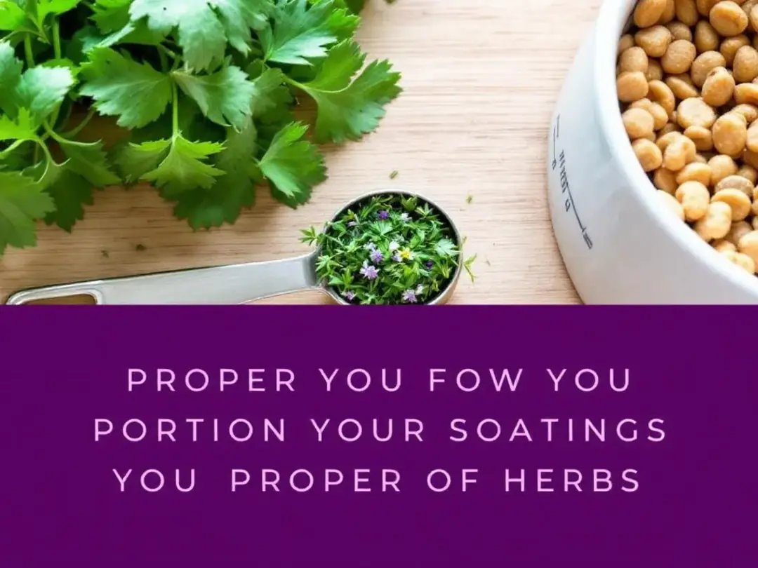 A small measuring spoon filled with fresh herbs sits beside a dog's food bowl, illustrating the importance of proper...