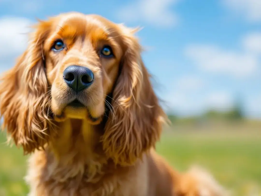 A Cocker Spaniel is depicted with its characteristic long, floppy ears, which can be prone to ear infections, including...